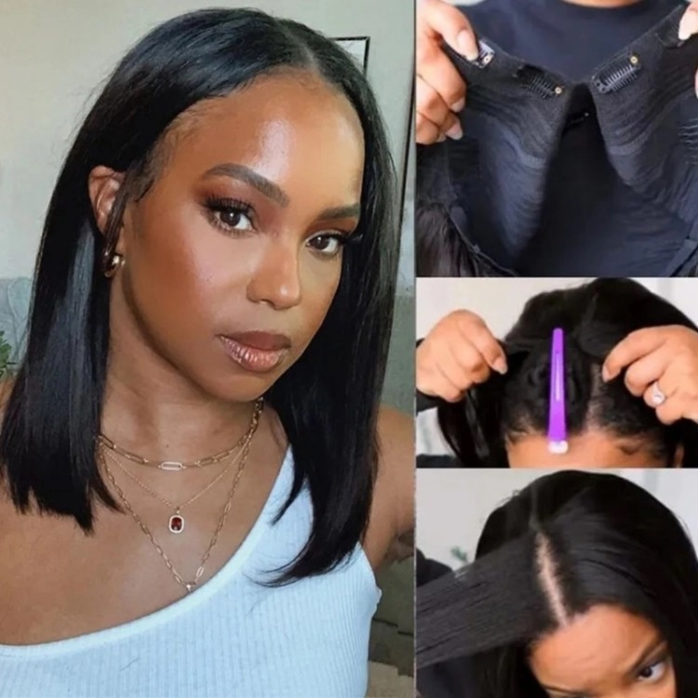 UNice V Part Bob Straight Wig Glueless